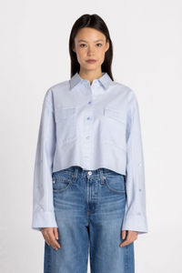 The Modern Cropped Shirt - Icy Stripes