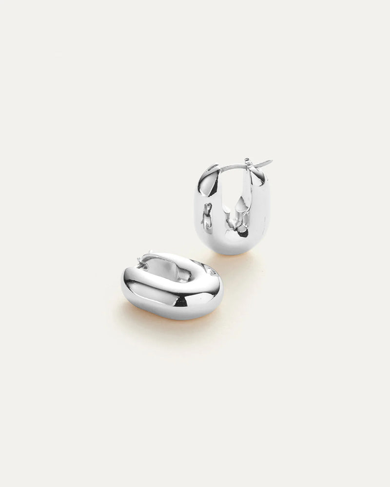 Puffy U Link Earrings - Silver