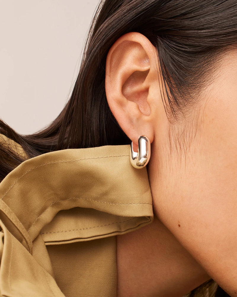 Puffy U Link Earrings - Silver