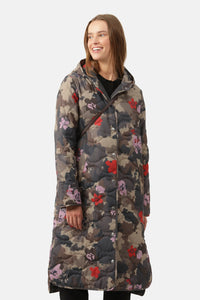 Long Quilt Coat - Floral Camo