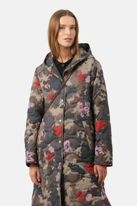 Long Quilt Coat - Floral Camo