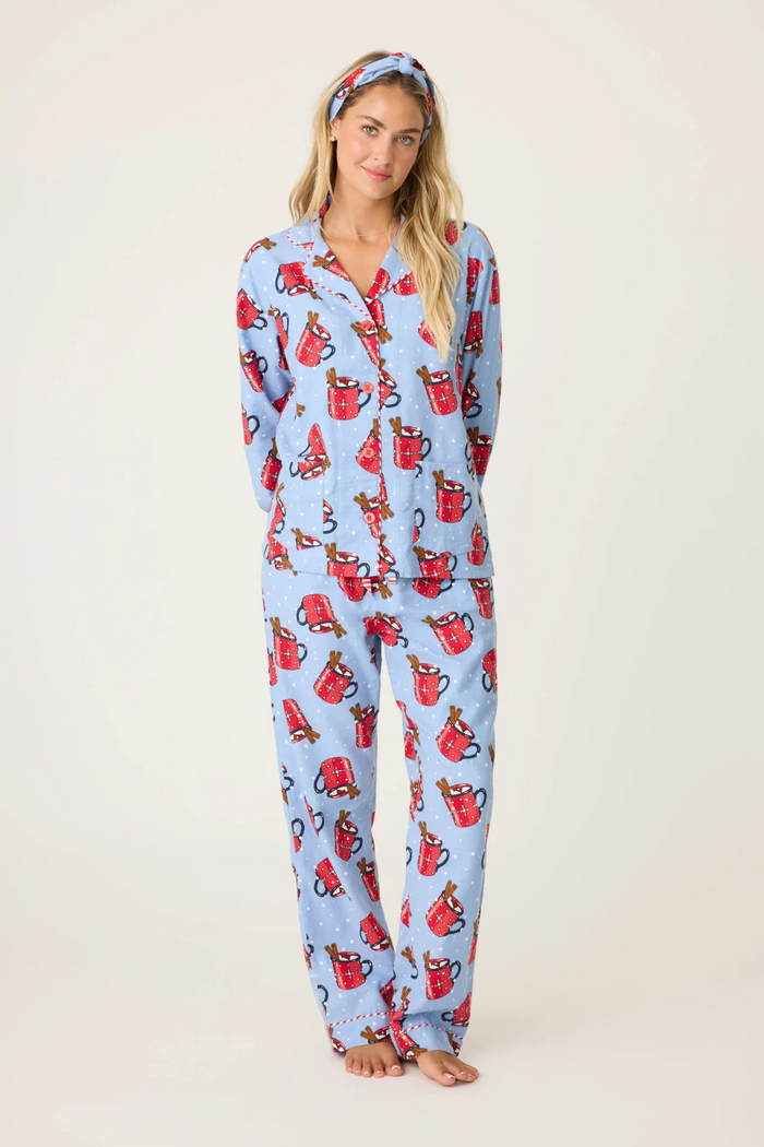 Hug In A Mug Flannels PJ Set - Denim