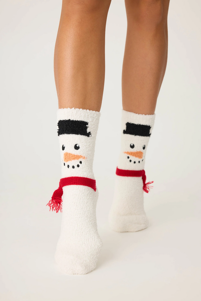 Snowman Fun Socks - White