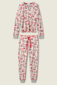 Peace & Joy Waffle Thermal Ski Jammie Set - Blush