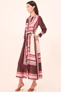 Herminia Dress - Chocolate Geo Stripe