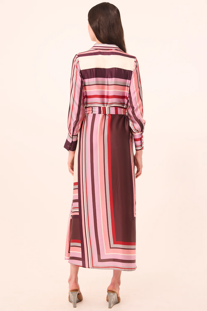 Herminia Dress - Chocolate Geo Stripe