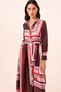 Herminia Dress - Chocolate Geo Stripe