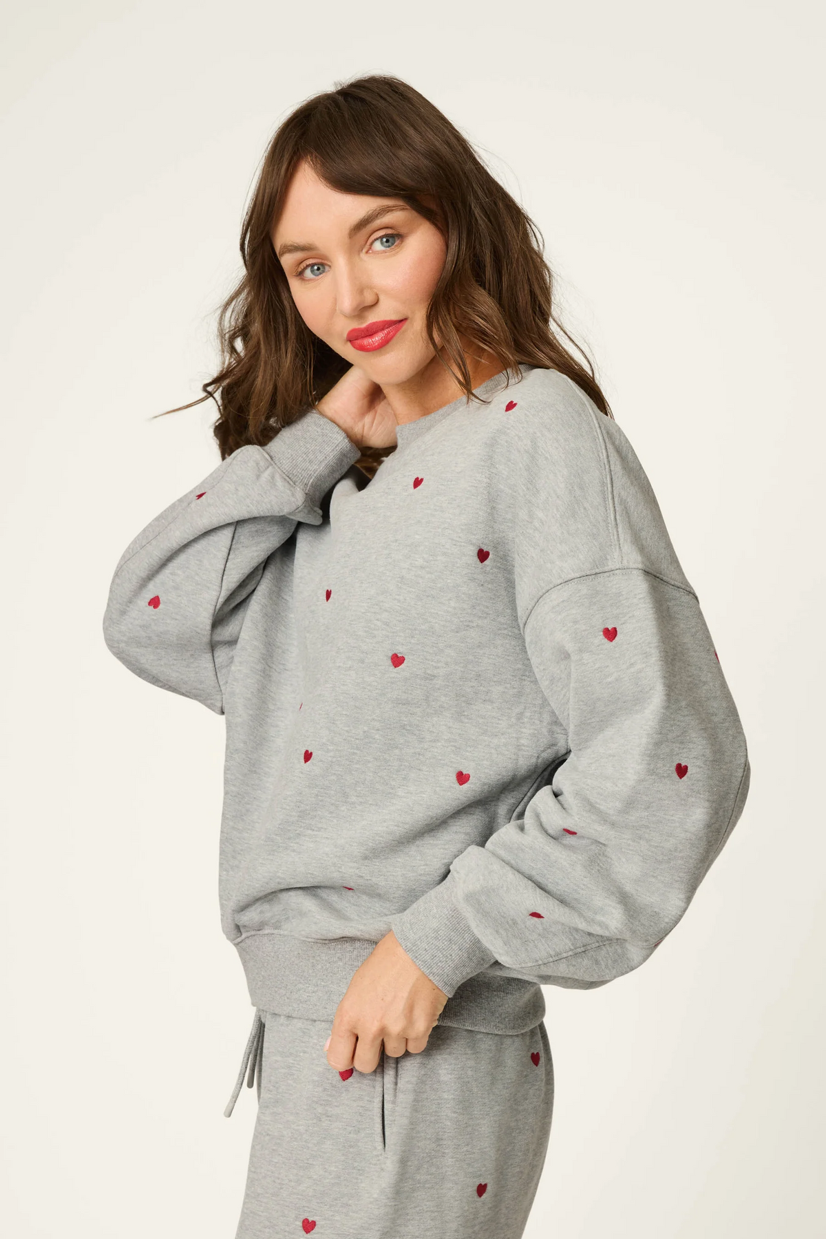 C'est La Vie Embroidered Hearts Frankie Sweatshirt + Good Hang Joggers