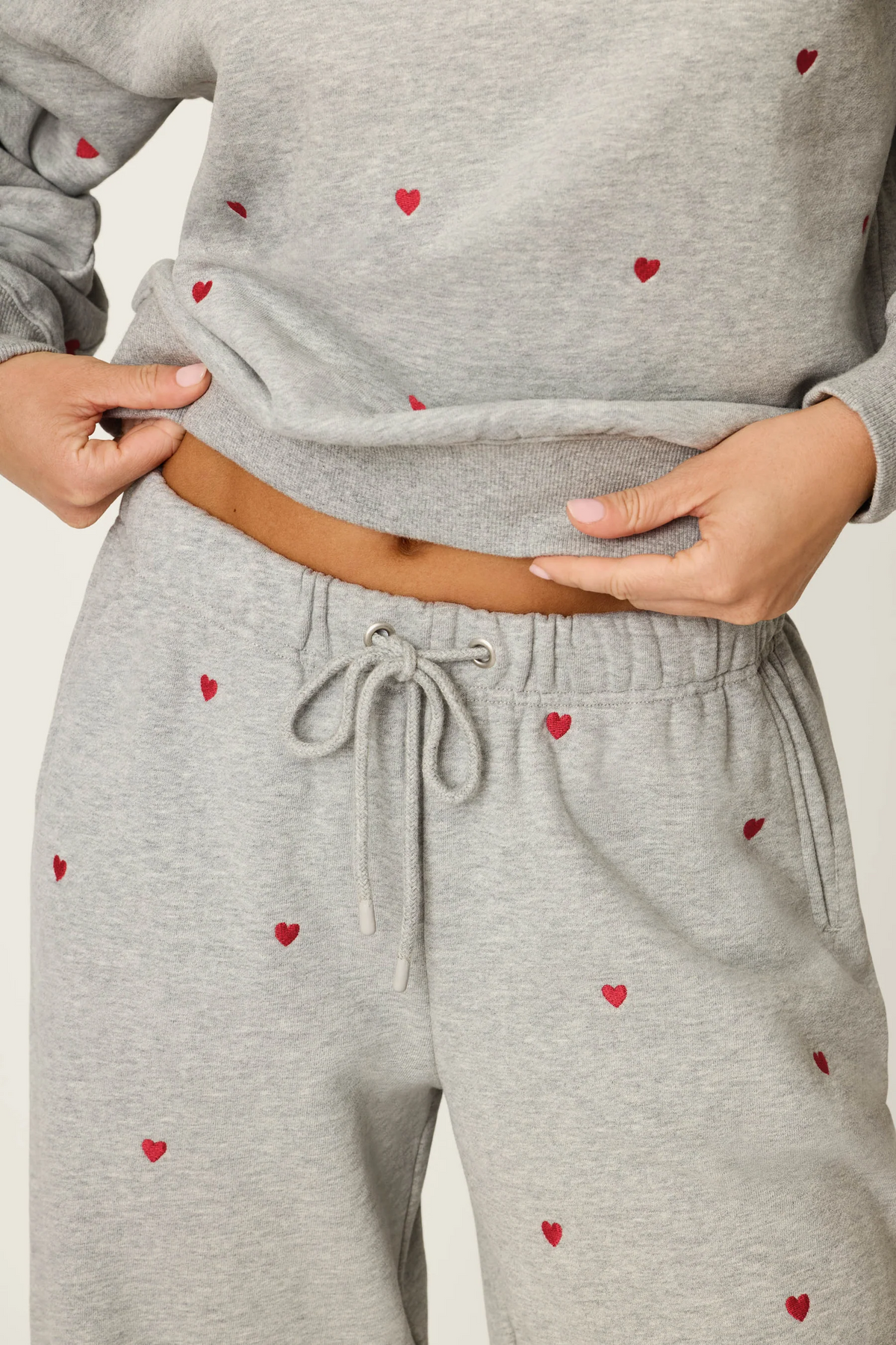 C'est La Vie Embroidered Hearts Frankie Sweatshirt + Good Hang Joggers