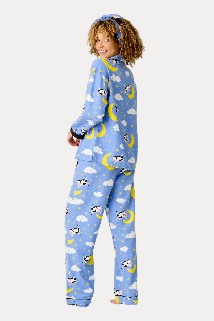 Cows Jumping Over The Moon Flannel PJ Set - Peri