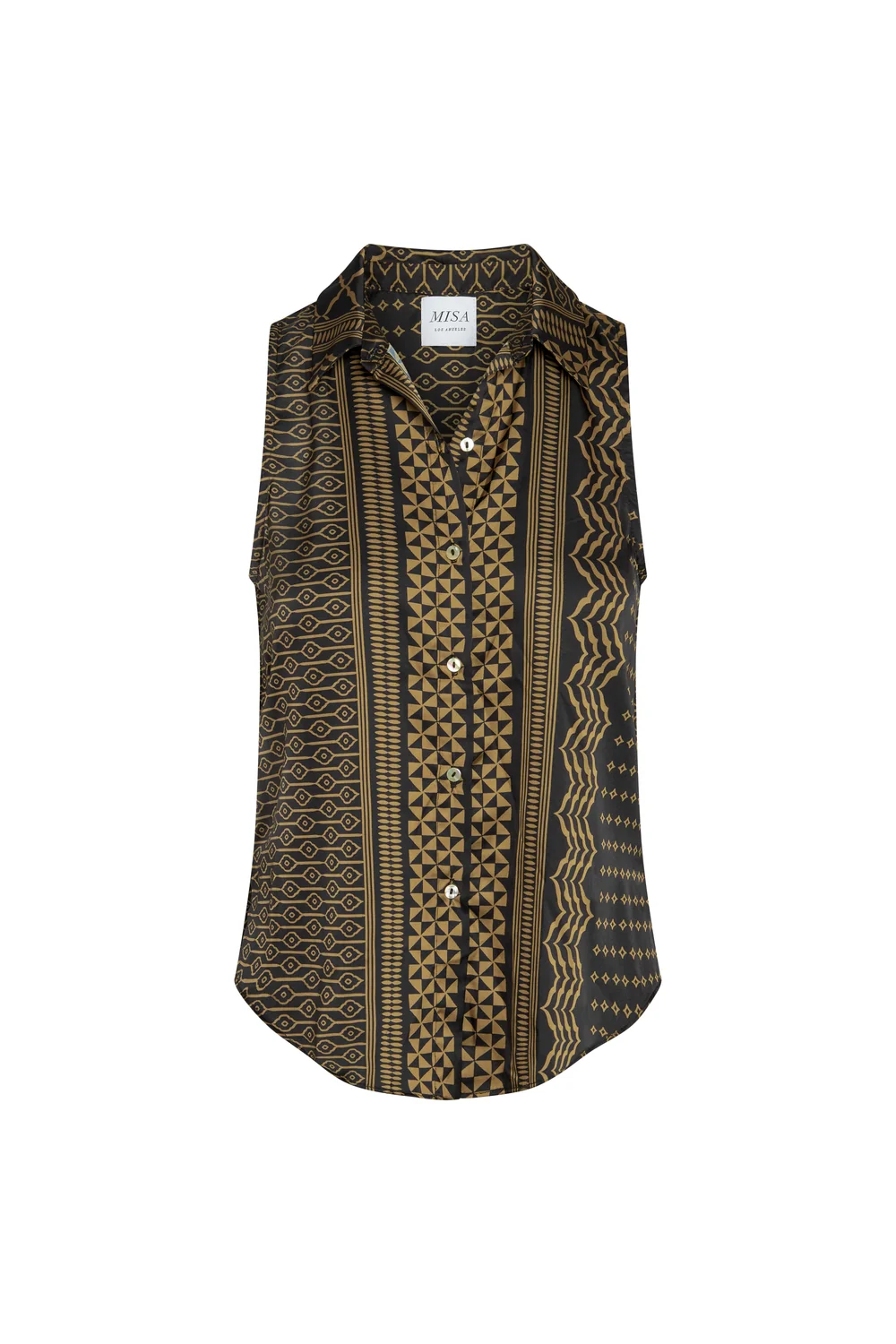 Reya Top - Noir Geometry Satin