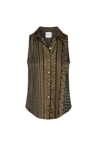 Reya Top - Noir Geometry Satin