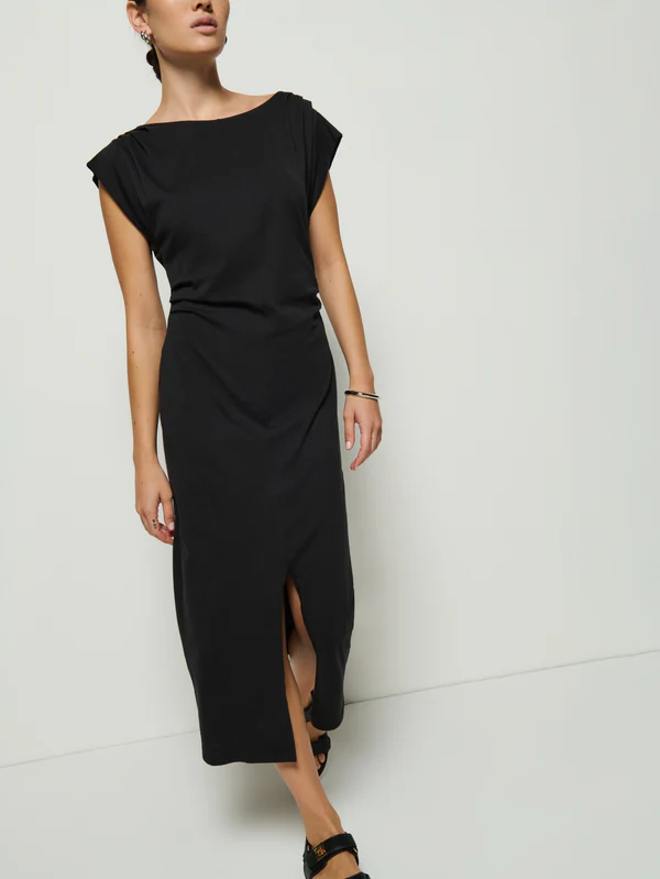 Salma Pleated Dress - Jet Black