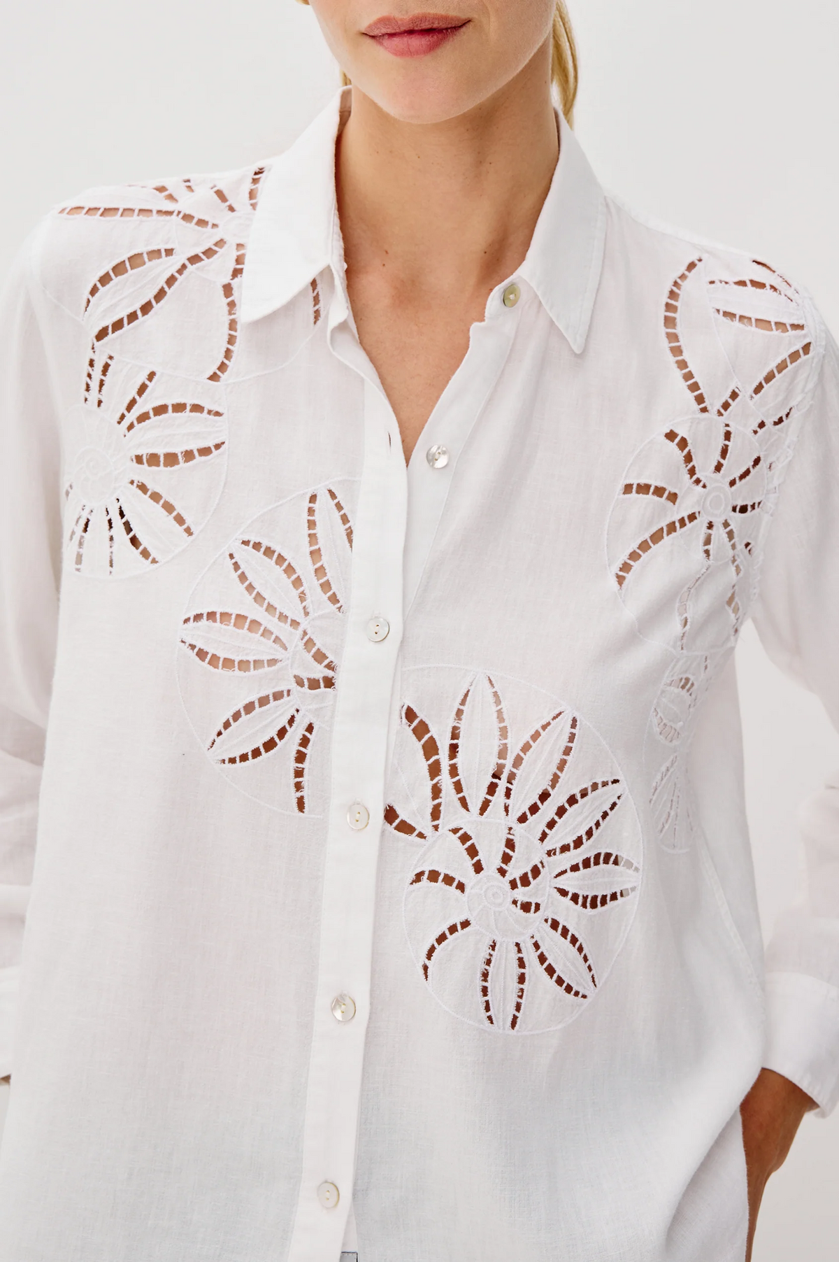 Samar Shirt - White Palm Embroidery