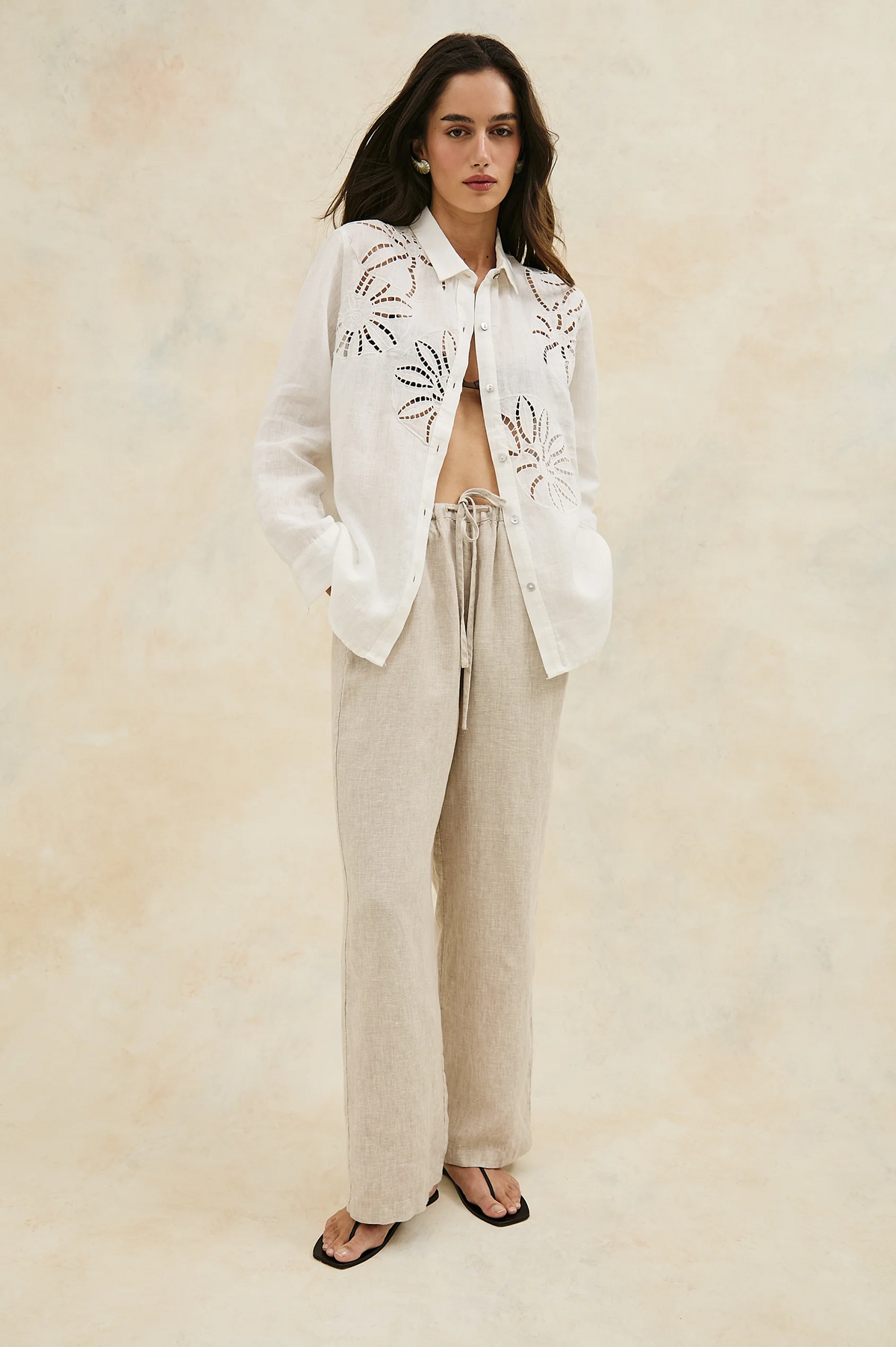 Samar Shirt - White Palm Embroidery