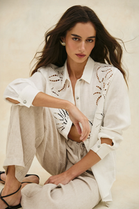 Samar Shirt - White Palm Embroidery