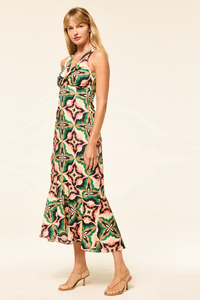 Keturah Dress - Prismatic Tile Coral Cotton