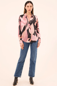 Celine Top - Moody Abstract Flora Satin