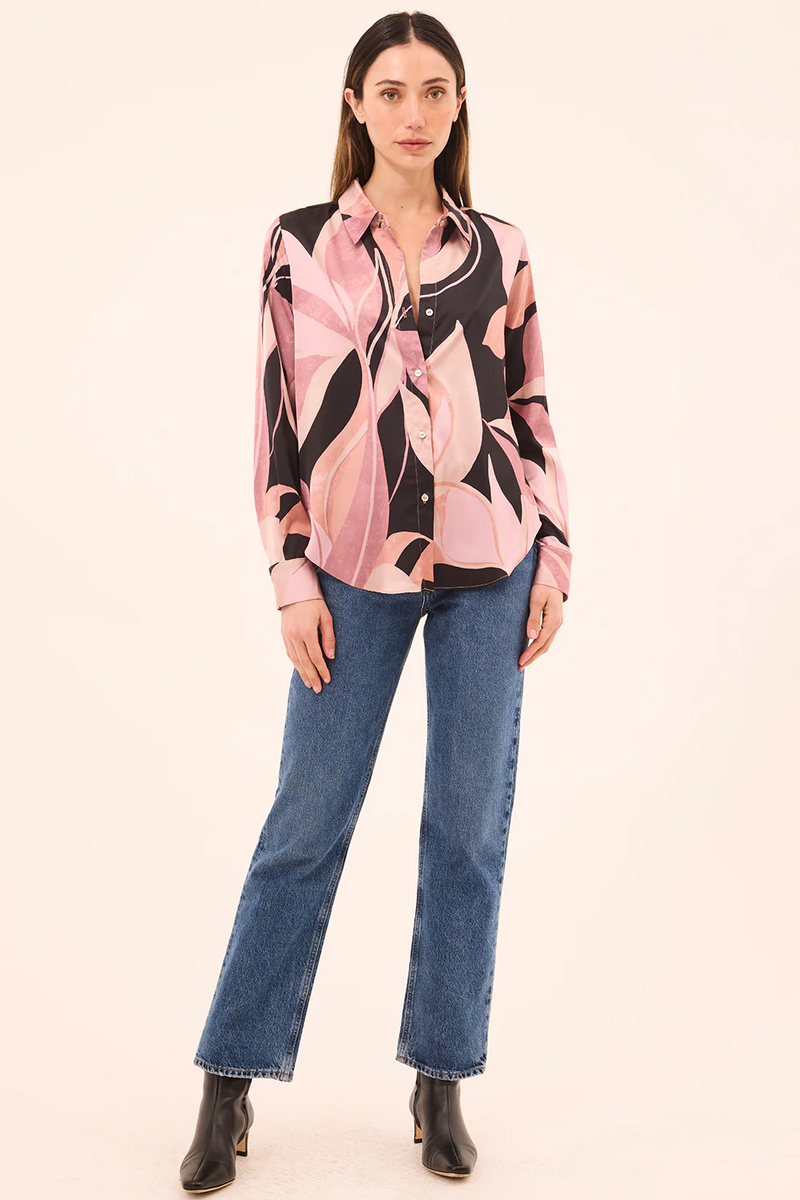 Celine Top - Moody Abstract Flora Satin