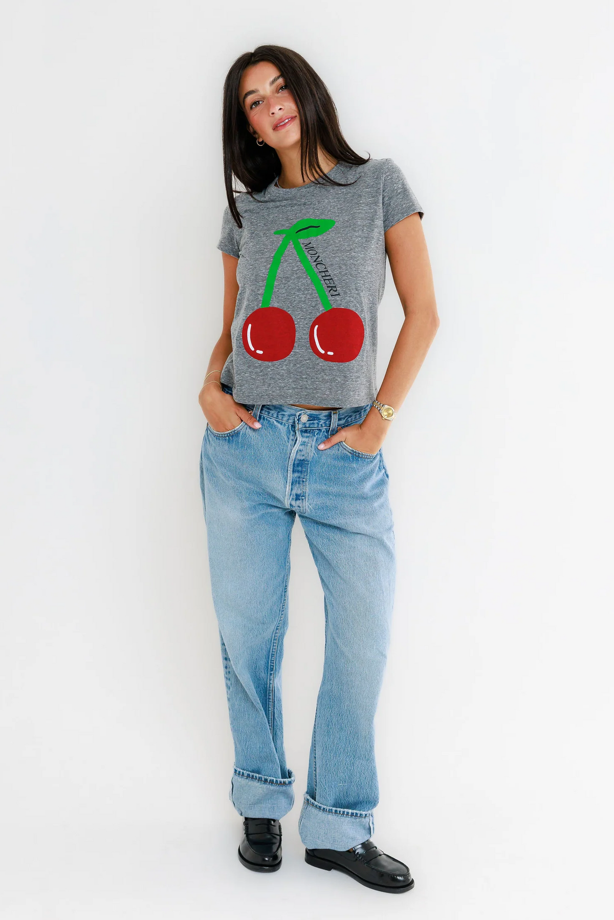 Mon Cheri Cherry - Femme Crew - Heather Grey