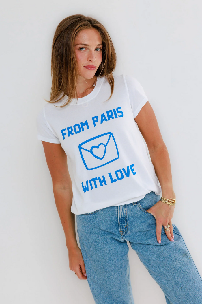 With Love From Paris - Femme Crew - White