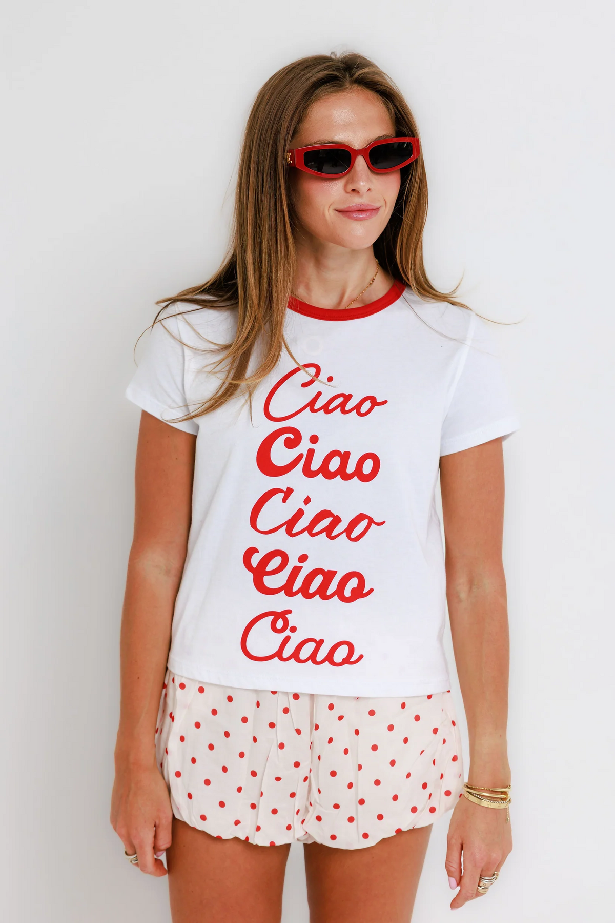 Ciao Ciao - Ringer Tee - White/Red