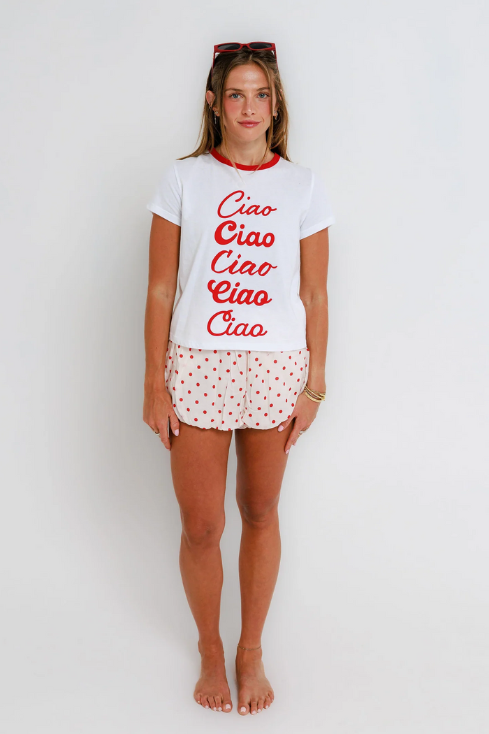 Ciao Ciao - Ringer Tee - White/Red