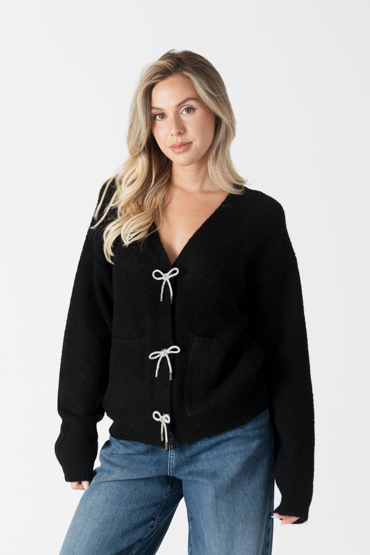 Stella Bows Cardigan - Black