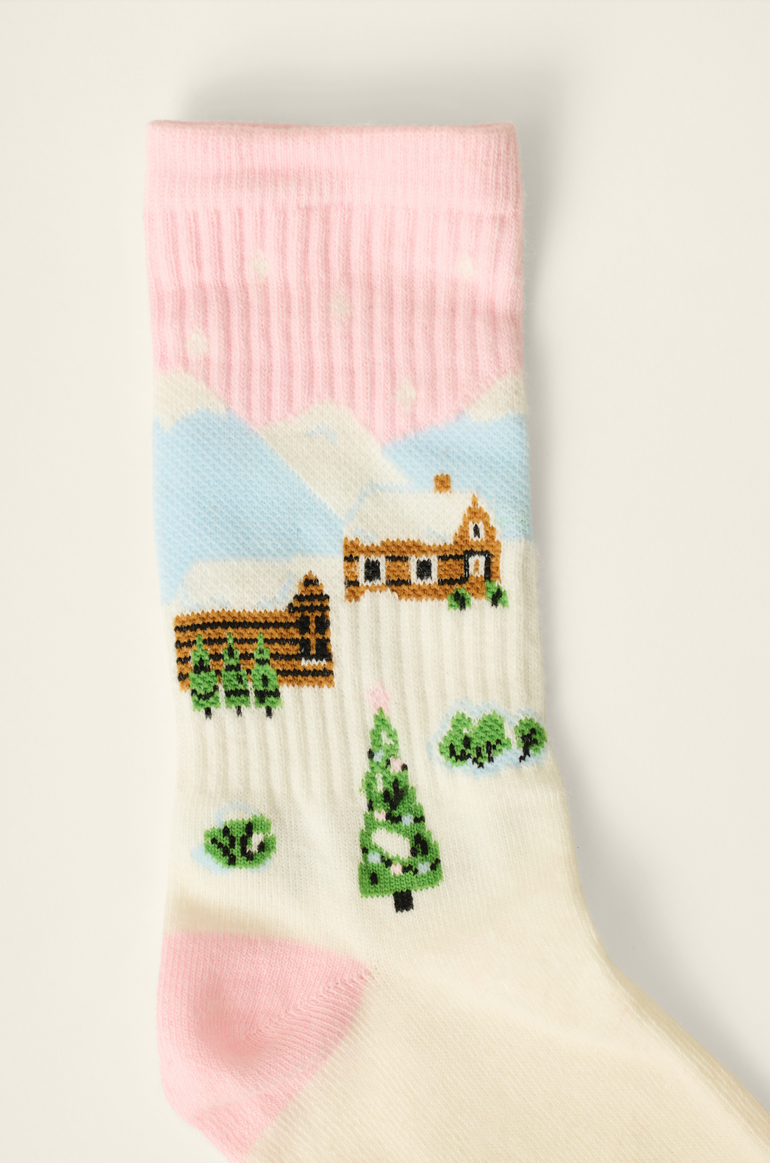 Ribbed Crew - Winter Village - Ivory