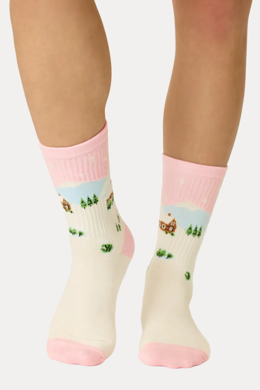 Ribbed Crew - Winter Village - Ivory