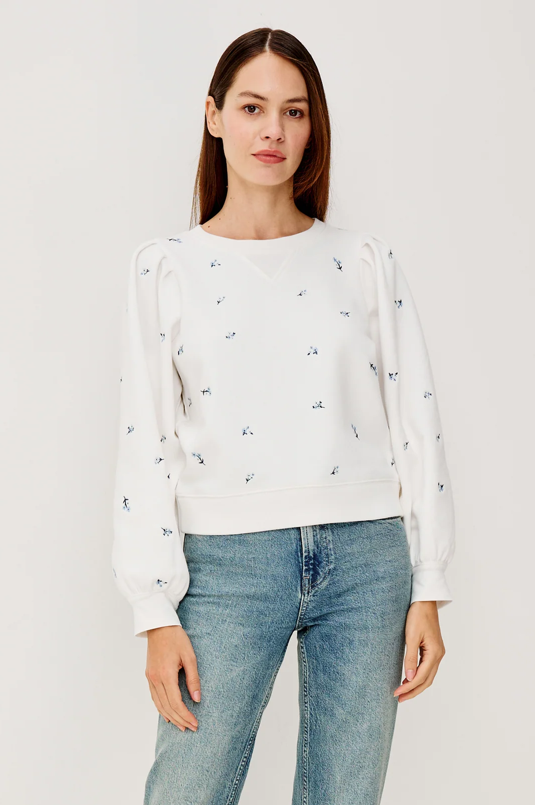 Tiffany Sweatshirt - Embroidered Blue Iris