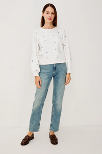 Tiffany Sweatshirt - Embroidered Blue Iris