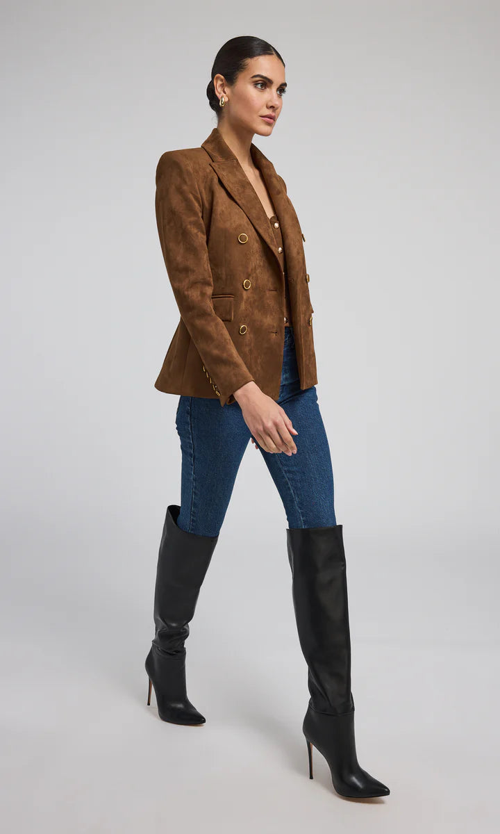 Arielle Vegan Suede Blazer - Caramel