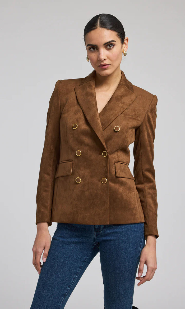 Arielle Vegan Suede Blazer - Caramel