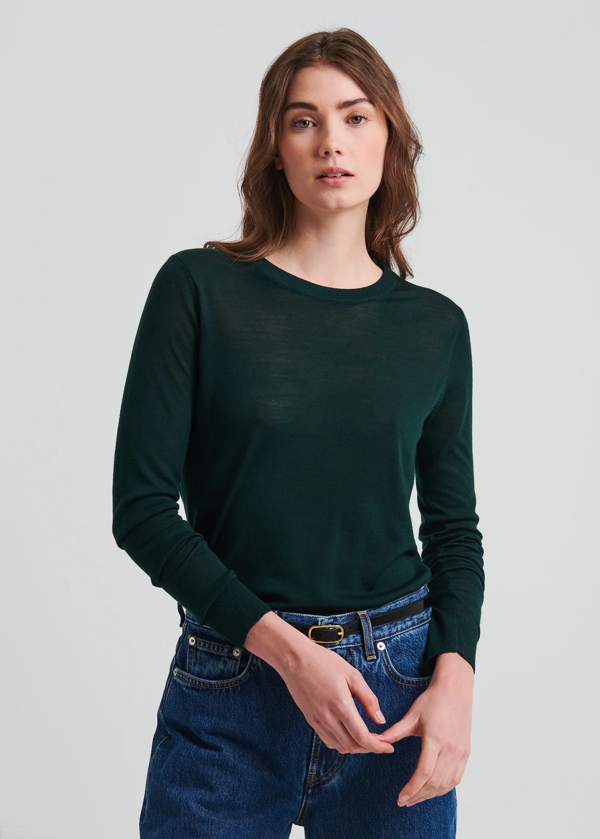 Merino Wool Classic Crewneck - Forest Night