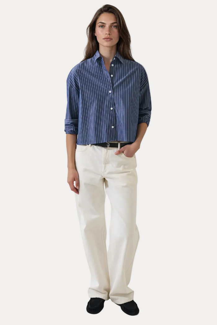 Cotton Boxy Shirt - Washed Navy