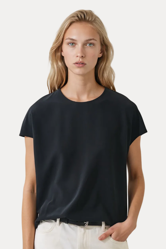 Silk Dolman Crewneck - Black