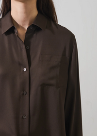 Silk Boyfriend Pocket Shirt - Dark Chocolate