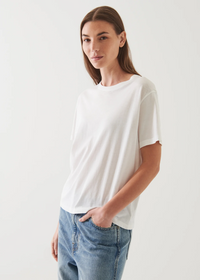 Lightweight Pima Cotton Boyfriend Crew - White