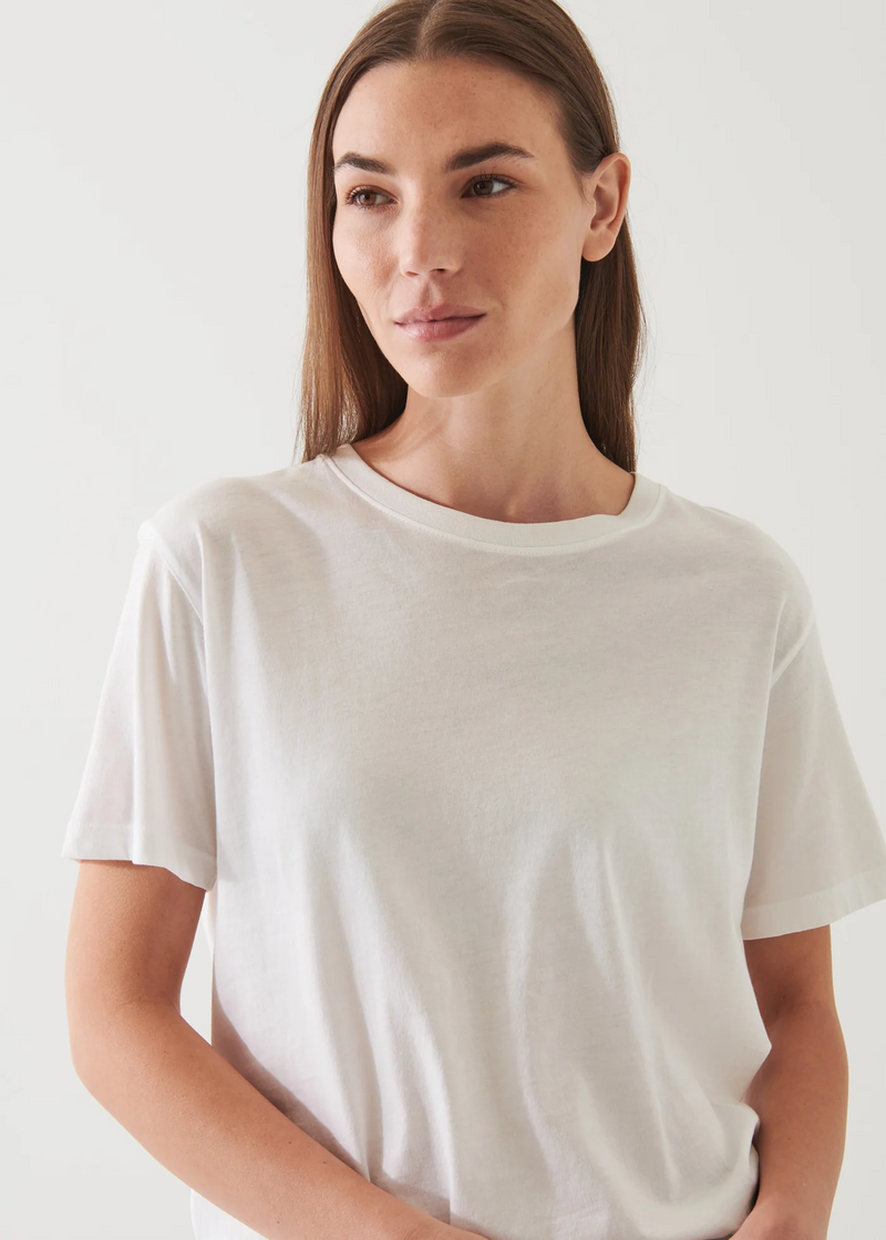 Lightweight Pima Cotton Boyfriend Crew - White