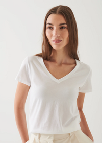SS Pima Classic Fit VNeck- White