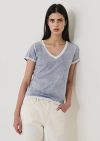 SS Classic Reverse Spray VNeck - Pacific Blue