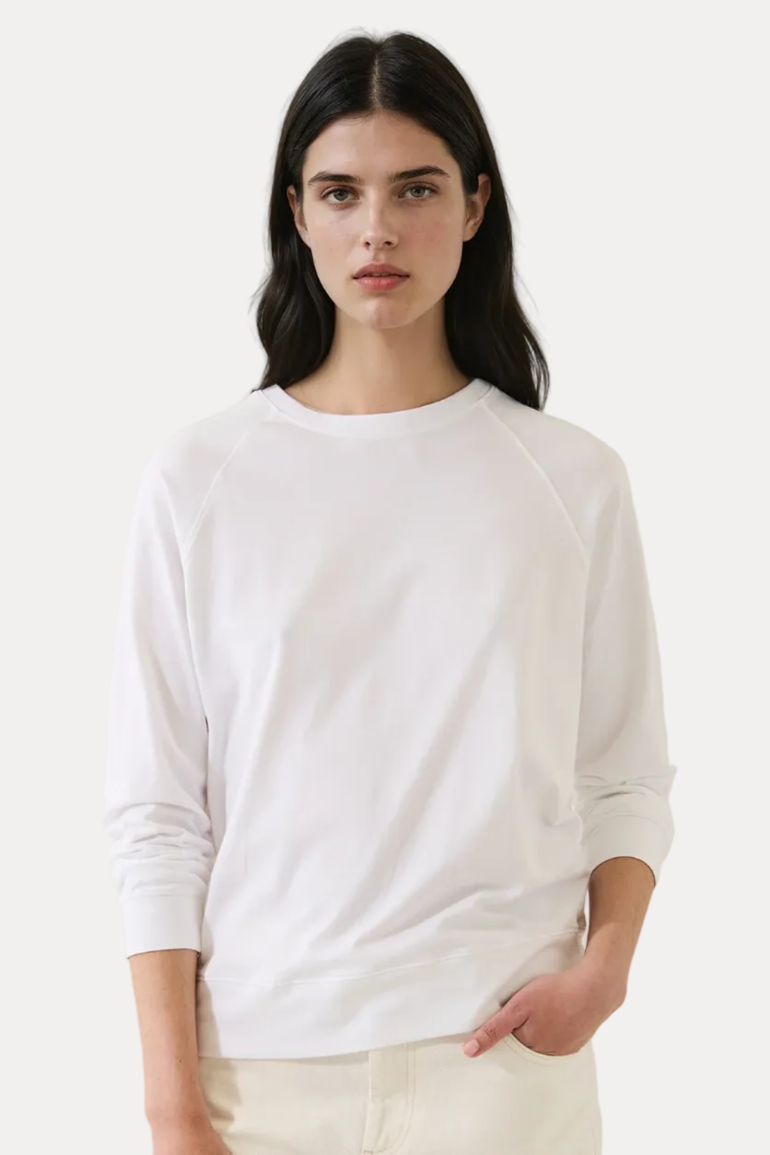 Pima Cotton Stretch Oversized Sweatshirt - White