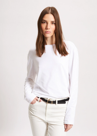 Pima Cotton Stretch Boyfriend Long Sleeve - White