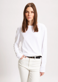Pima Cotton Stretch Boyfriend Long Sleeve - White
