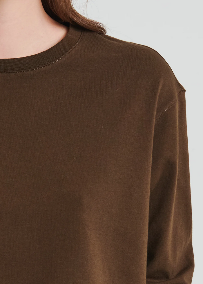 Pima Cotton Stretch Boyfriend Long Sleeve - Dark Brown