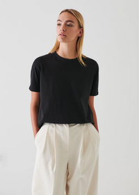 Iconic Pima Cotton Stretch Boyfriend T-Shirt - Black