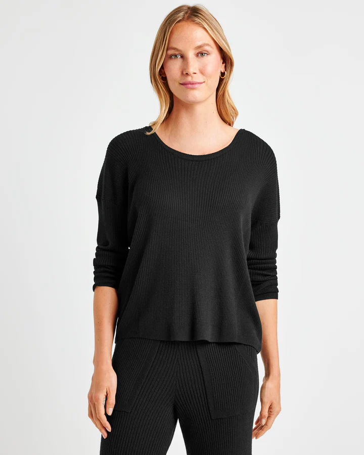 Georgie Cashblend Rib Sweater - Black