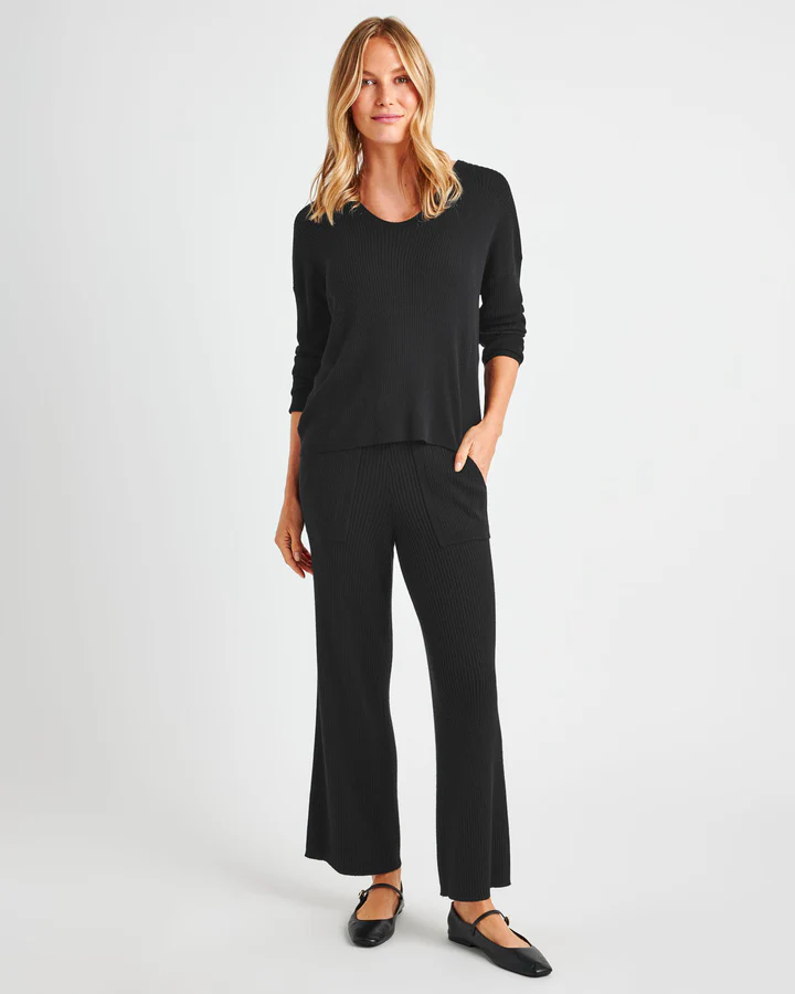 Georgie Cashblend Rib Sweater - Black