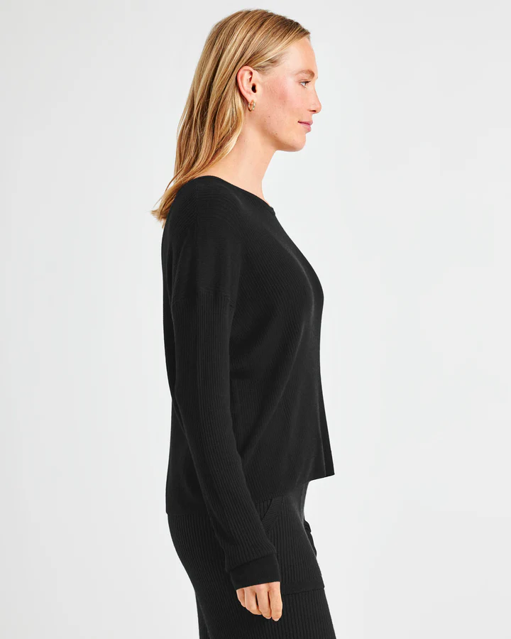 Georgie Cashblend Rib Sweater - Black